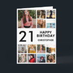 21st Birthday Photo Collage 13 Photos Black White Card<br><div class="desc">21st Happy Birthday Photo Collage 13 Photos Black and White Birthday Card for Any Age. 1st 13th 15th 16th 18th 20th 21st 30th 40th 50th 60th 70th 80th 90th 100th,  Any Ages. For further customisation,  please click the "Customise it" button and use our design tool to modify this template.</div>