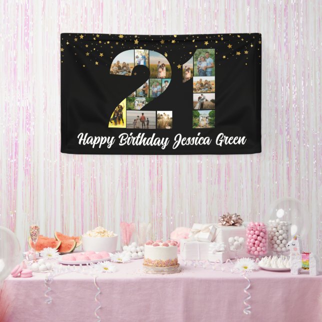 21st birthday Photo Collage anniversary event Banner (Party)