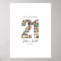 21st Birthday Photo Collage Guest Signing Board