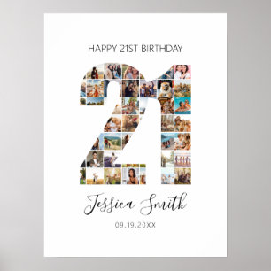 21st Birthday Photo Collage Poster