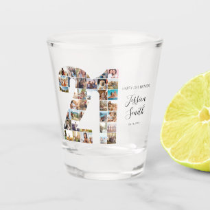 21st Birthday Photo Collage Shot Glass