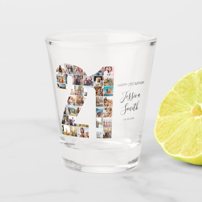 21st Birthday Photo Collage Shot Glass (Front)