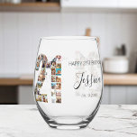 21st Birthday Photo Collage Stemless Wine Glass<br><div class="desc">Create your own personalised birthday photo collage wine glass featuring your favourite pictures in the shape of the number 21.</div>