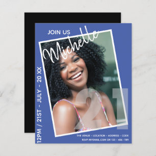21st Birthday PHOTO Invitation Modern