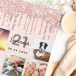21st birthday photo rose gold glitter blush pink fleece blanket<br><div class="desc">A unique gift for a 21st birthday, celebrating her life with a collage of 5 of your own photos, pictures. Personalise and add her name, age 21 and a date. A chic feminine rose gold, blush pink coloured background. Grey and black letters and numbers. Decorated with rose gold faux glitter...</div>
