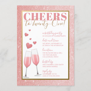 21st BIRTHDAY   PINK CHAMPAGNE Invitation