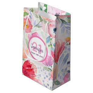 21st birthday pink flowers pastel bohemian small gift bag
