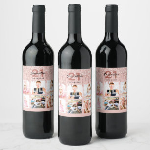 21st birthday pink photo legal drips wine label