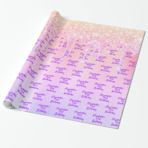 21st birthday pink rose gold glitter dripping wrapping paper