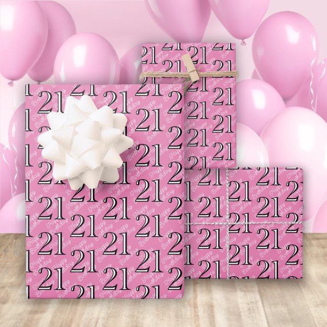 21st Birthday Pink Wrapping Paper Sheet (Creator Uploaded)