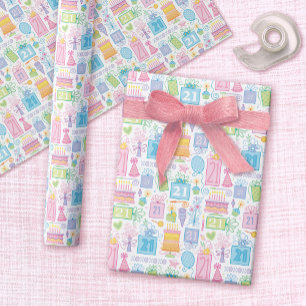 21st Birthday Pretty Girly Floral Wrapping Paper