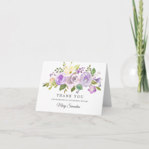 21st Birthday Pretty Purple Rose Floral Thank You Card