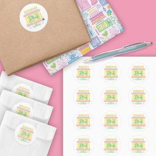 21st Birthday Pretty Yellow Cake Classic Round Sticker