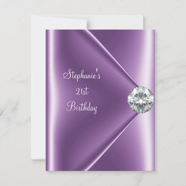 21st Birthday Purple Mauve Diamond Jewel 2 Invitation (Front)