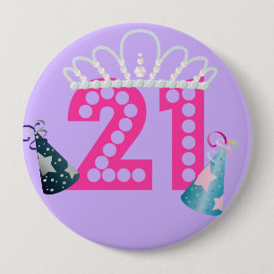 21st Birthday Purple Princess Buttons