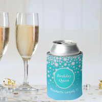 21st Birthday queen teal glitter name diamonds