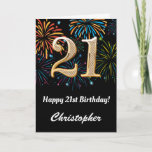 21st Birthday Rainbow Fireworks Black and Gold Card<br><div class="desc">21st Birthday Black and Gold Colourful Balloons Birthday Card. For further customisation,  please click the "Customise it" button and use our design tool to modify this template.</div>