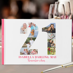 21st Birthday Remember When ... Pink Photo Collage Guest Book