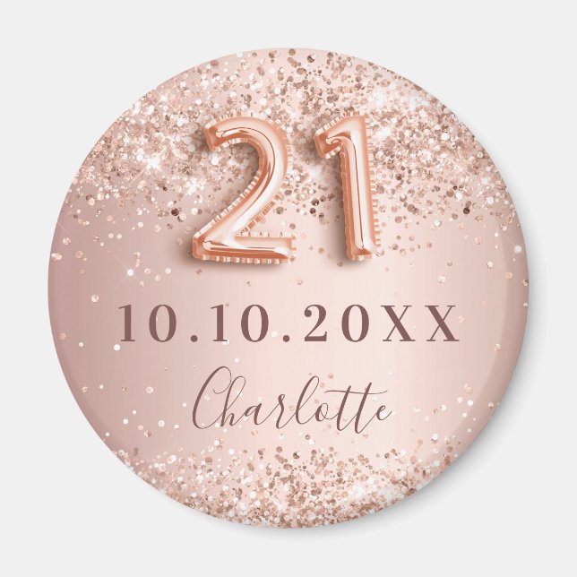 21st birthday rose gold blush save the date magnet (Front)