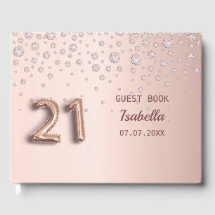 21st birthday rose gold diamonds elegant glam guest book