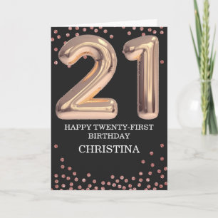 21st Birthday Rose Gold Girl Elegant Personalised Card