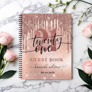21st Birthday Rose Gold Glitter & Foil Guest Book