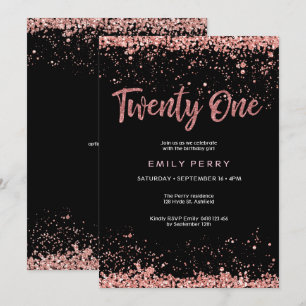 21st birthday rose gold glitter Invitation