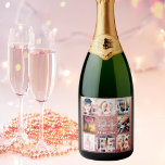 21st birthday rose gold legal glitter photo name sparkling wine label<br><div class="desc">A bottle label for a 21st birthday party, celebrating her life with a collage of 8 of your photos. Personalise and add a name, age 21 and a date. Date of birth or the date of the party. White and grey coloured letters. Elegant, feminine and glamourous rose gold gradient faux...</div>