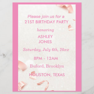 21st Birthday Rose Gold pink Party Invitation Flyer