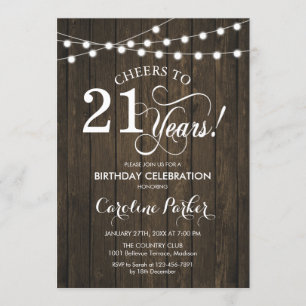 21st Birthday - Rustic Wood Pattern Invitation