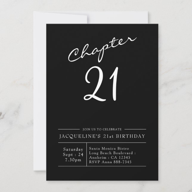 21st Birthday Script 21 Party Invitation (Front)