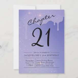 21st Birthday Script Glitter Invitation