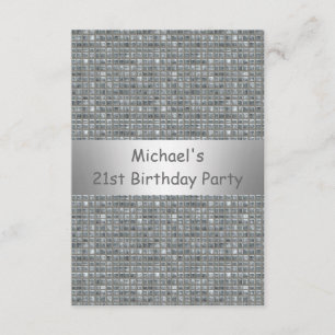 21st Birthday Silver Grey Marle Tile Pattern Invitation