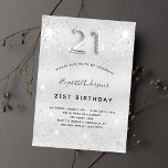 21st birthday silver metal glitter dust glam invitation<br><div class="desc">A modern,  stylish and glamourous invitation for a 21st birthday party.  A faux silver looking background,  decorated with glitter dust.    Personalise and add your name nad party details.  Number 21 is written with a balloon style font,  script.</div>