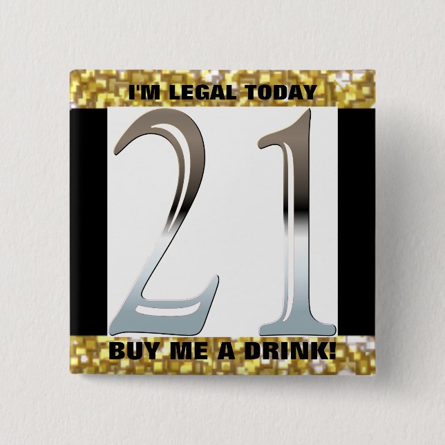 21st Birthday Silver Number 21 15 Cm Square Badge (Front)