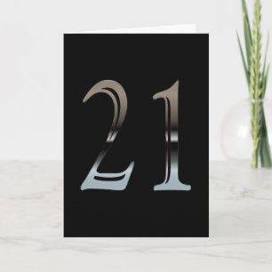 21st Birthday Silver   Number 21 Card