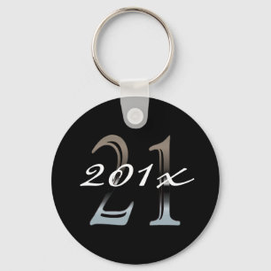 21st Birthday   Silver Number 21 Key Ring