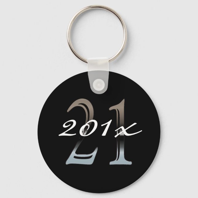 21st Birthday | Silver Number 21 Key Ring (Front)