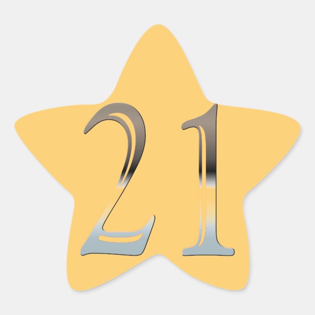 21st Birthday Silver Number 21 Star Sticker (Front)