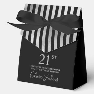 21st Birthday Silver Striped Thank You  Favour Box