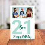 21st Birthday Son Modern Script Photo Collage Card<br><div class="desc">Put a smile on a face with this personalised 21st birthday modern script photo collage card for your son. - Simply click to personalise this design 🔥 My promises - This design is unique and is designed with you in mind 🙏 Thank you for supporting my small business - If...</div>