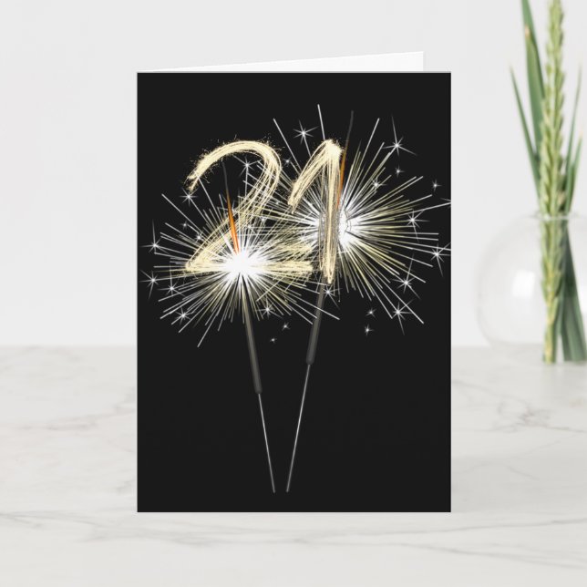 21st Birthday Sparklers Card (Front)