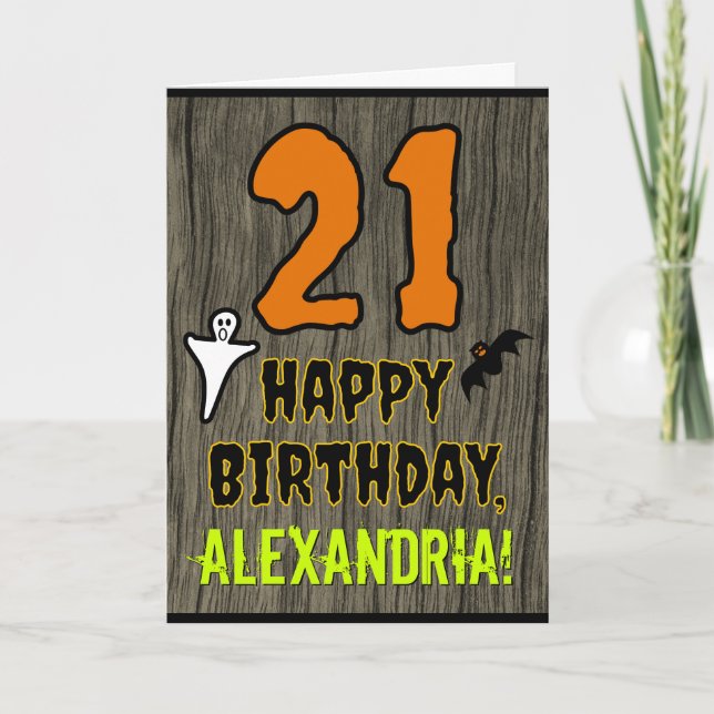 21st Birthday: Spooky Halloween Theme, Custom Name Card (Front)
