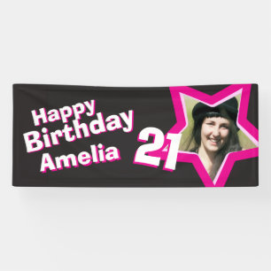 21st birthday star custom photo banner