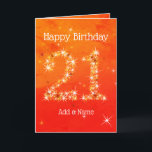 21st Birthday - Star Number Red Orange Glow Age 21 Card<br><div class="desc">21st Birthday Card - Red Orange Glow Textured Gradient Design, with number 21 in White, Gold and Red Stars.. You can edit or delete the text as you wish, by clicking on "Personalize this template". 21 in Stars - Age Number - Twenty-first Birthday Card - Red Orange Gold Gradient Texture...</div>