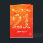 21st Birthday - Star Number Red Orange Glow Age 21 Card<br><div class="desc">21st Birthday Card - Red Orange Glow Textured Gradient Design, with number 21 in White, Gold and Red Stars.. You can edit or delete the text as you wish, by clicking on "Personalize this template". 21 in Stars - Age Number - Twenty-first Birthday Card - Red Orange Gold Gradient Texture...</div>