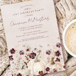 21st Birthday Surprise Party Pumpkin Wildflower Invitation<br><div class="desc">Fall pumpkins are nestled in delicate burgundy red and white wildflowers to create an elegant aesthetic. All of the text is editable so you can easily craft your own special mood.</div>