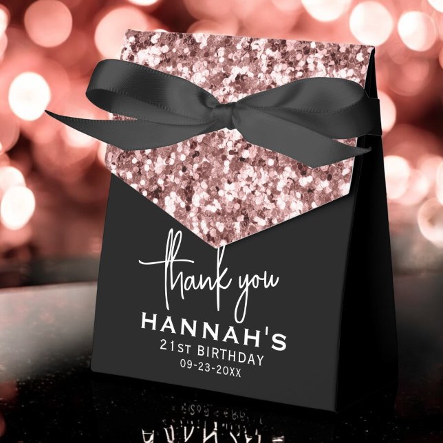 21st Birthday Thank You Rose Gold Glitter Script Favour Box (Creator Uploaded)