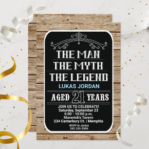 21st Birthday The Man The Myth The Legend 21 YRS   Invitation