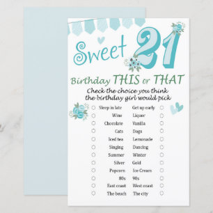 21st Birthday This or That Game